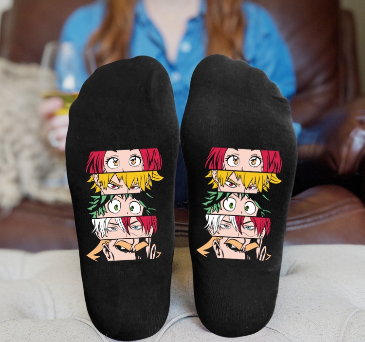My Hero Academia Anime Knitted Print Socks Adult One Size Tube Height 15cm