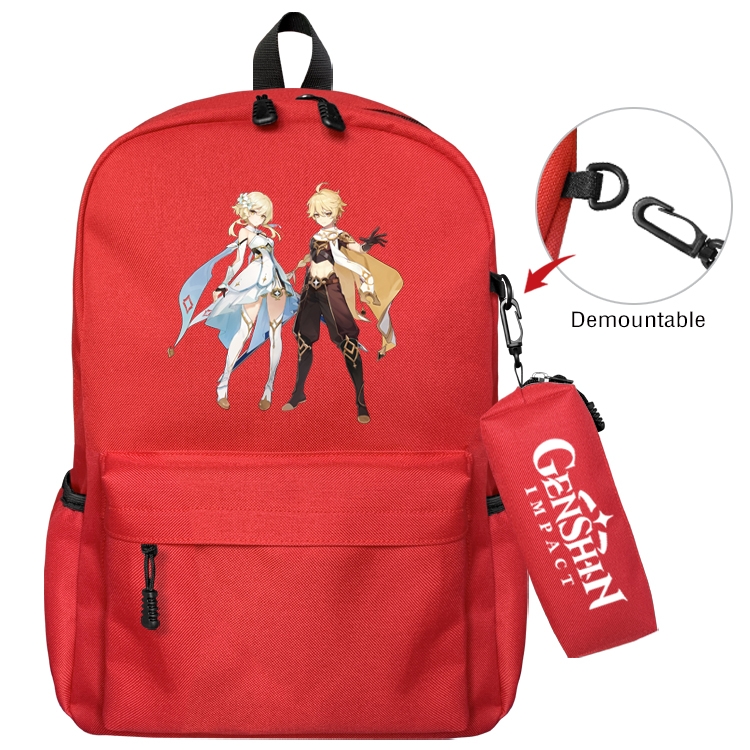 Genshin Impact Anime Backpack School Bag  Small Pencil Case Set 43X35X12CM