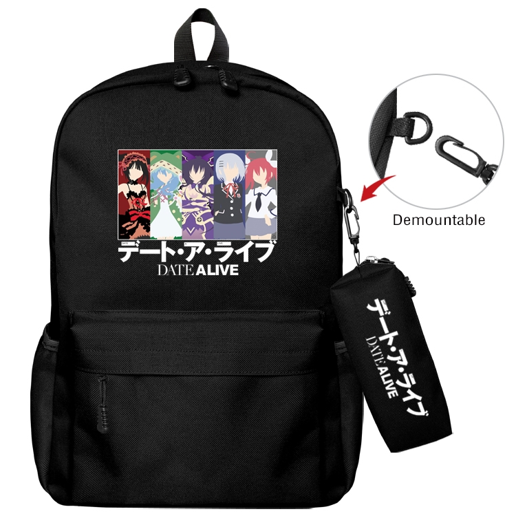 Date-A-Live Anime Backpack School Bag  Small Pencil Case Set 43X35X12CM
