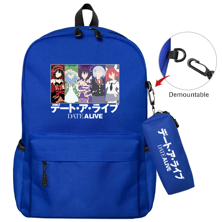 Date-A-Live Anime Backpack School Bag  Small Pencil Case Set 43X35X12CM