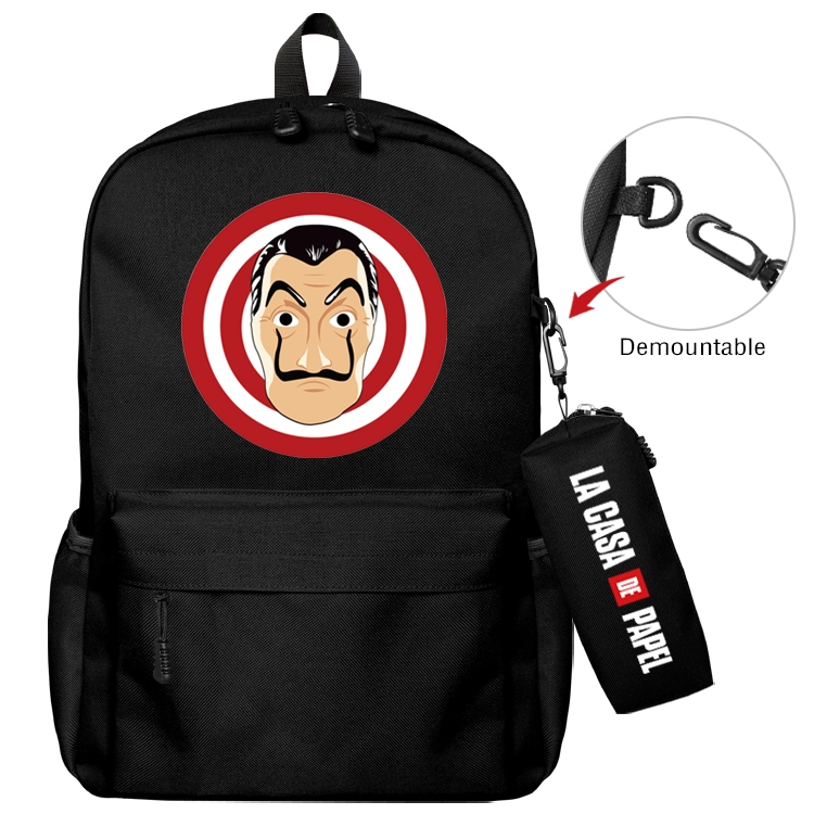 Money Heist Anime Backpack School Bag  Small Pencil Case Set 43X35X12CM