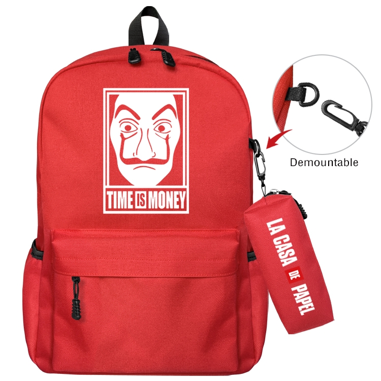 Money Heist Anime Backpack School Bag  Small Pencil Case Set 43X35X12CM