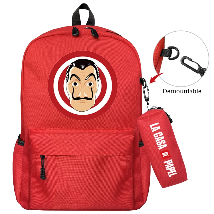 Money Heist Anime Backpack School Bag  Small Pencil Case Set 43X35X12CM