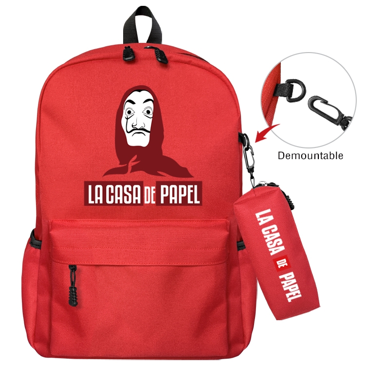 Money Heist Anime Backpack School Bag  Small Pencil Case Set 43X35X12CM