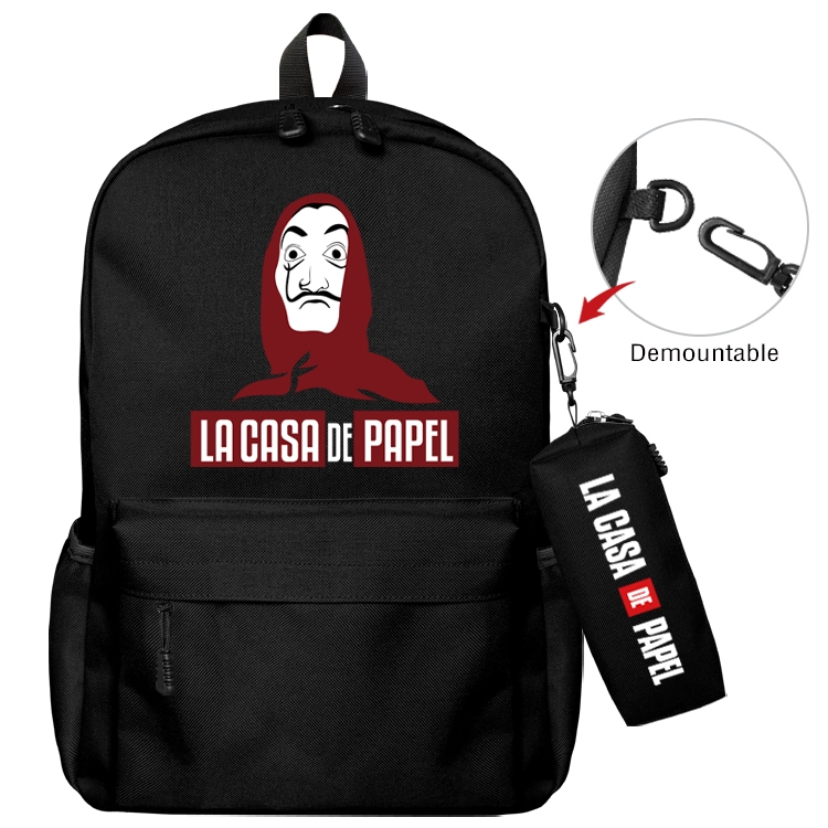 Money Heist Anime Backpack School Bag  Small Pencil Case Set 43X35X12CM