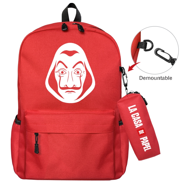 Money Heist Anime Backpack School Bag  Small Pencil Case Set 43X35X12CM