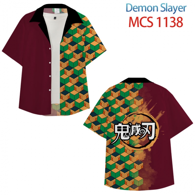 Demon Slayer Kimets Anime peripheral full color short-sleeved shirt from XS to 4XL MCS-1138