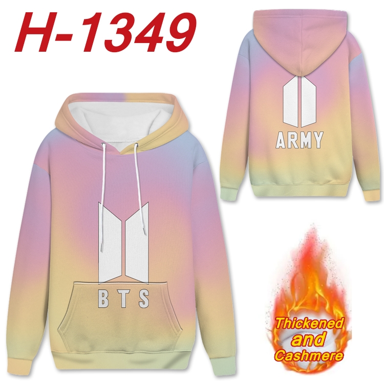 BTS Anime plus velvet padded pullover hooded sweater from S to 4XL H-1349