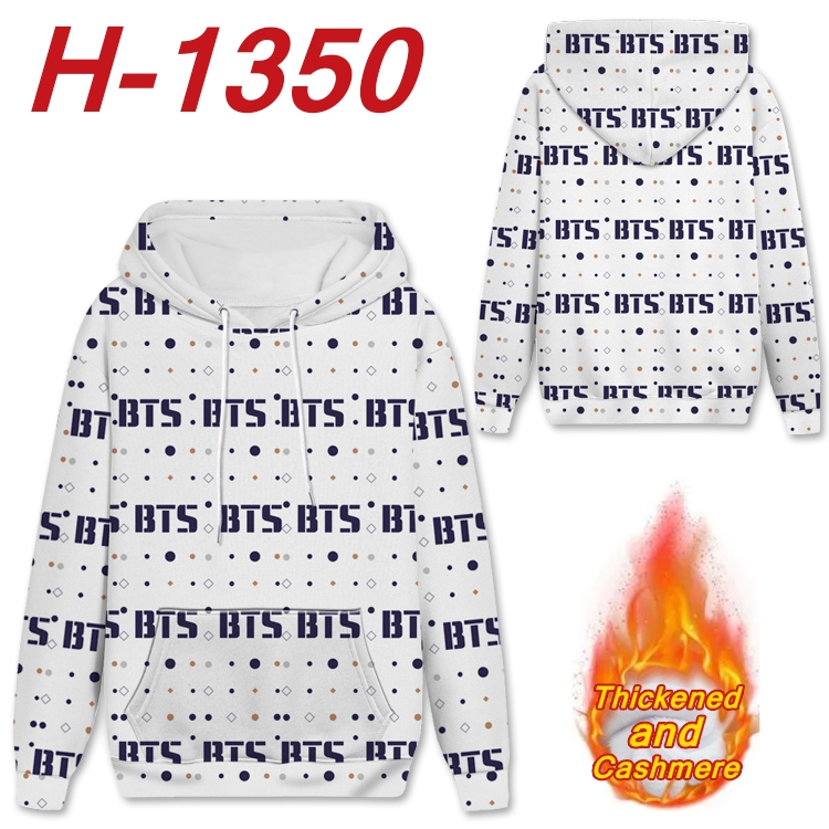 BTS Anime plus velvet padded pullover hooded sweater from S to 4XL H-1350