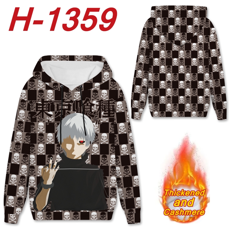 Tokyo Ghoul Anime plus velvet padded pullover hooded sweater from S to 4XL H-1359