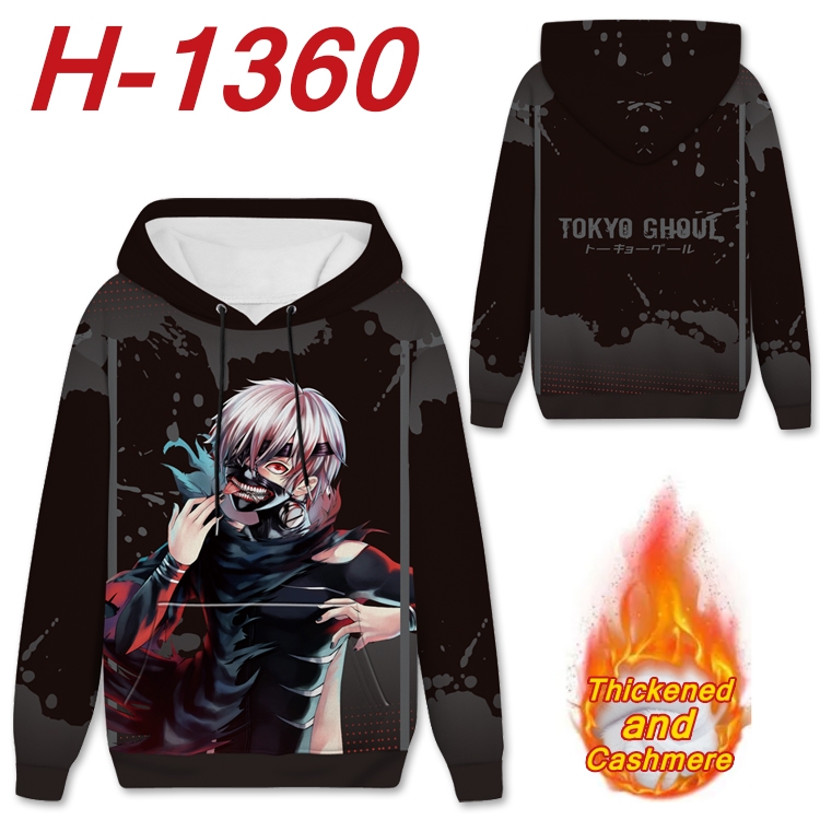 Tokyo Ghoul Anime plus velvet padded pullover hooded sweater from S to 4XL  H-1360