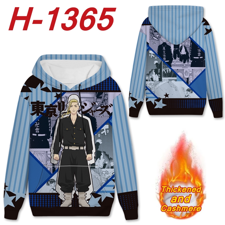 Tokyo Revengers Anime plus velvet padded pullover hooded sweater from S to 4XL H-1365