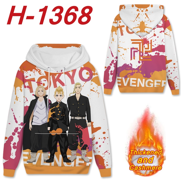 Tokyo Revengers Anime plus velvet padded pullover hooded sweater from S to 4XL H-1368