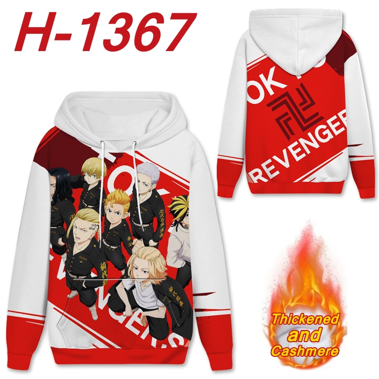 Tokyo Revengers Anime plus velvet padded pullover hooded sweater from S to 4XL H-1367