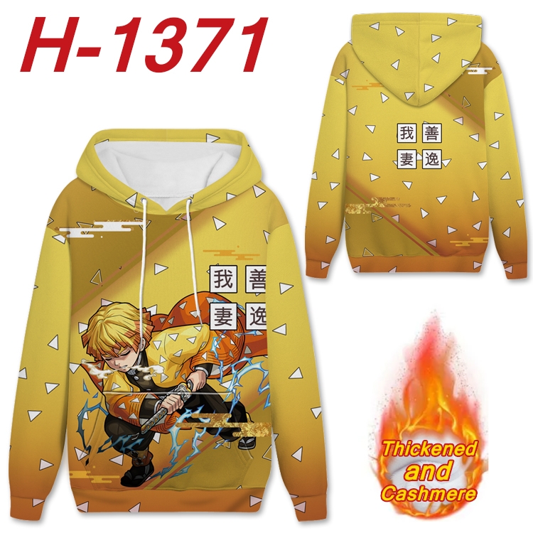 Demon Slayer Kimets Anime plus velvet padded pullover hooded sweater from S to 4XL H-1371