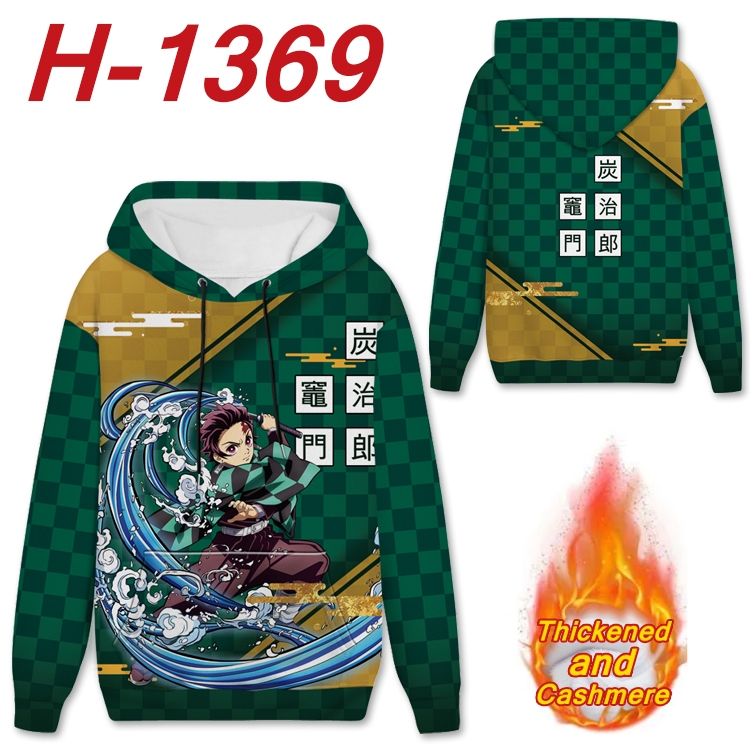 Demon Slayer Kimets Anime plus velvet padded pullover hooded sweater from S to 4XL H-1369
