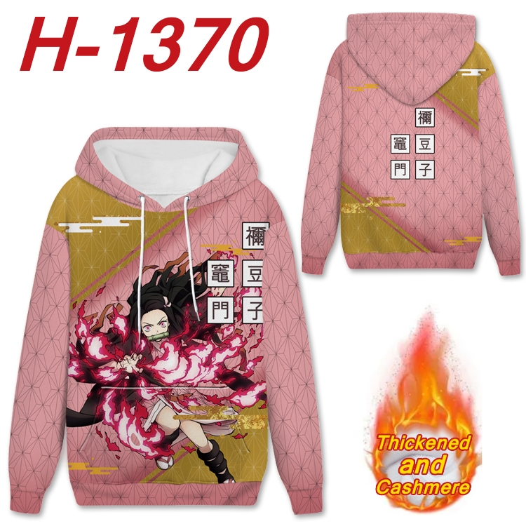 Demon Slayer Kimets Anime plus velvet padded pullover hooded sweater from S to 4XL H-1370
