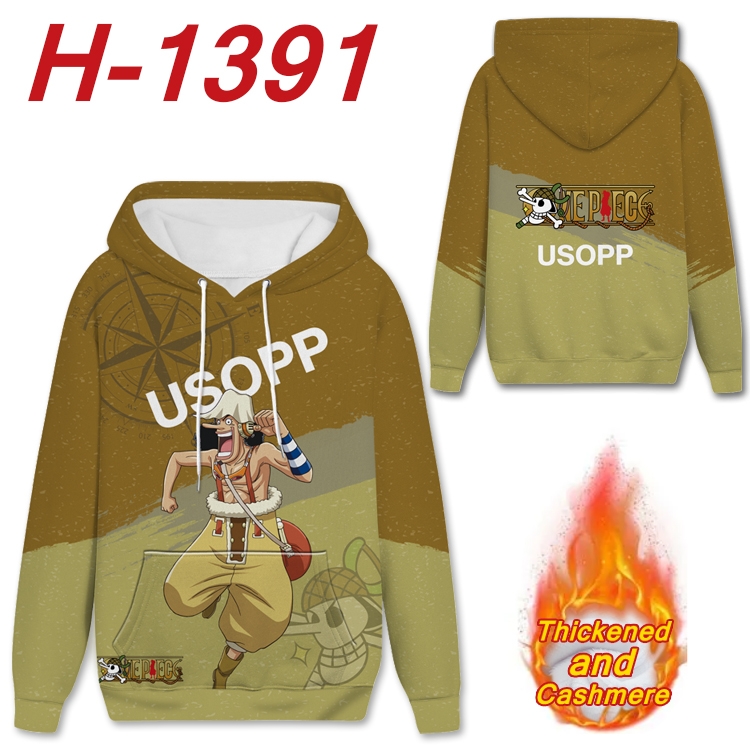 One Piece Anime plus velvet padded pullover hooded sweater from S to 4XL H-1391