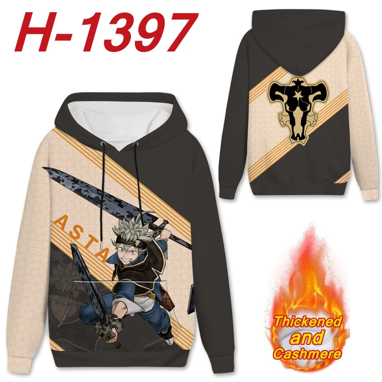 black clover Anime plus velvet padded pullover hooded sweater from S to 4XL H-1397