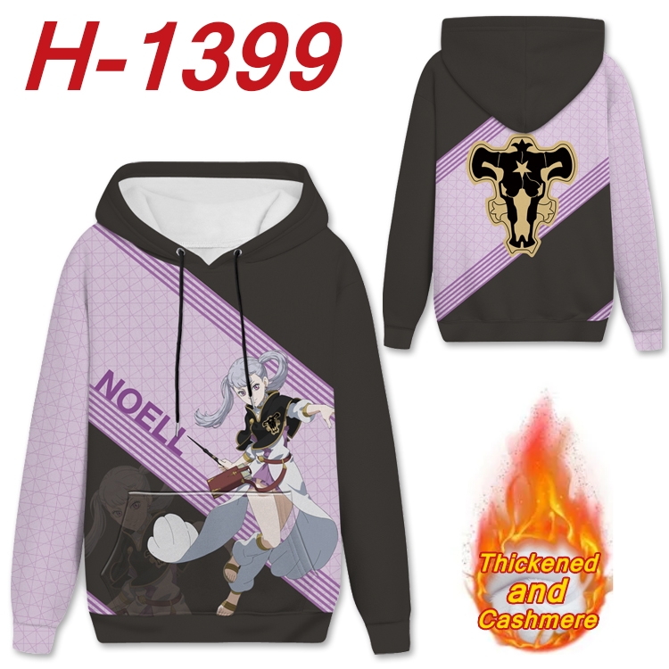black clover Anime plus velvet padded pullover hooded sweater from S to 4XL H-1399