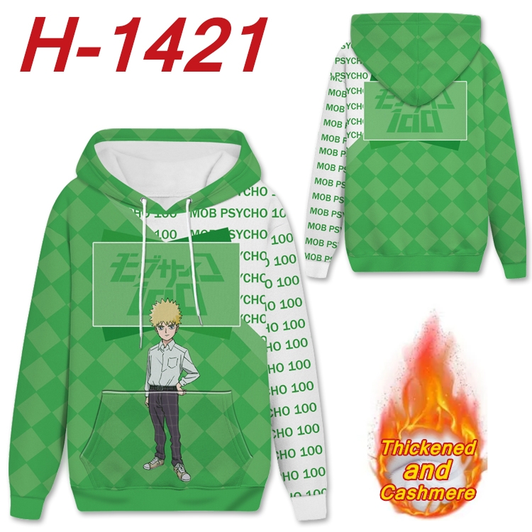 Mob Psycho 100 Anime plus velvet padded pullover hooded sweater from S to 4XL H-1421