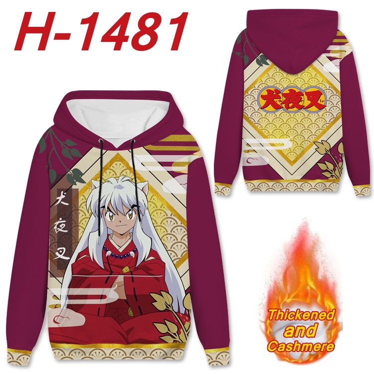 Inuyasha anime thickened hooded pullover sweater from S to 4XL H-1481