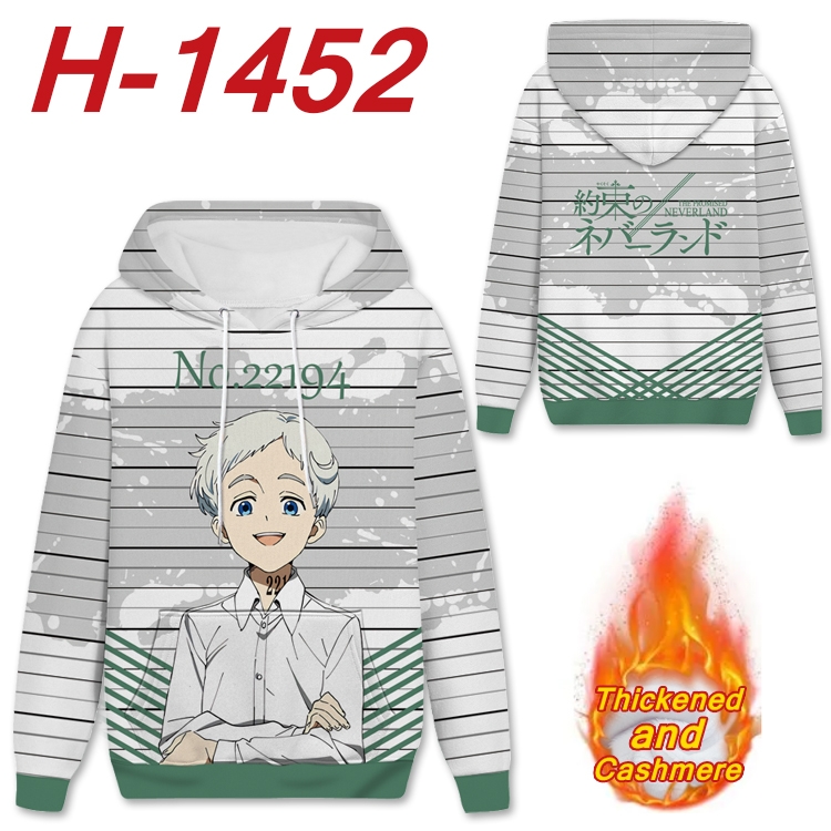 The Promised Neverla anime thickened hooded pullover sweater from S to 4XL H-1452