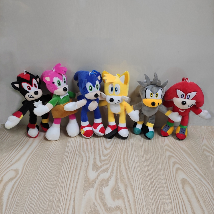 Sonic The Hedgehog Anime peripheral plush toy doll combination pendant 20CM a set of 6