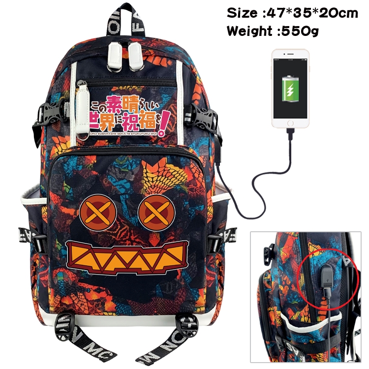 Blessings for a better world Anime data cable camouflage print backpack schoolbag 47x35x20cm