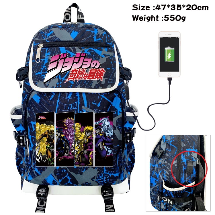 JoJos Bizarre Adventure Camouflage Waterproof Canvas Flip Backpack Student Schoolbag 47X35X20CM