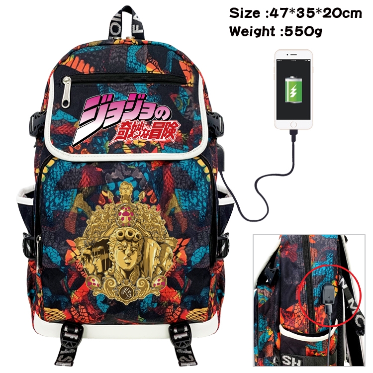 JoJos Bizarre Adventure Camouflage Waterproof Canvas Flip Backpack Student Schoolbag 47X35X20CM