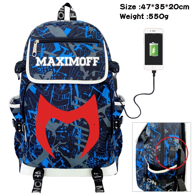 Super hero Camouflage Waterproof Canvas Flip Backpack Student Schoolbag 47X35X20CM