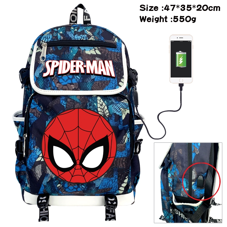 Super hero Camouflage Waterproof Canvas Flip Backpack Student Schoolbag 47X35X20CM