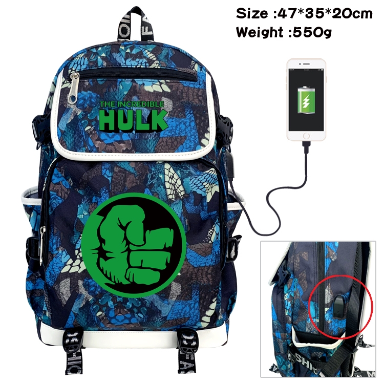 Super hero Camouflage Waterproof Canvas Flip Backpack Student Schoolbag 47X35X20CM