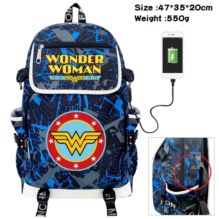 Super hero Camouflage Waterproof Canvas Flip Backpack Student Schoolbag 47X35X20CM