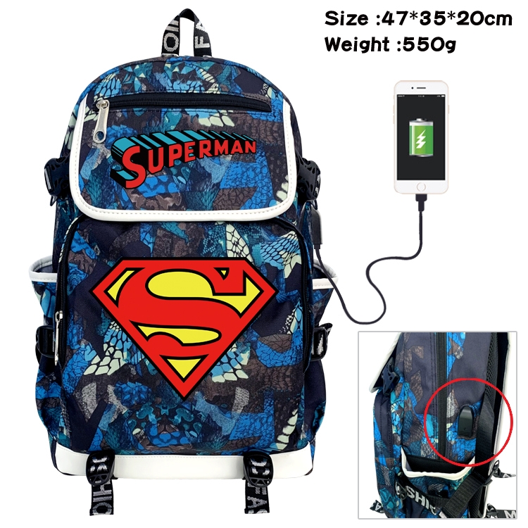 Super hero Camouflage Waterproof Canvas Flip Backpack Student Schoolbag 47X35X20CM