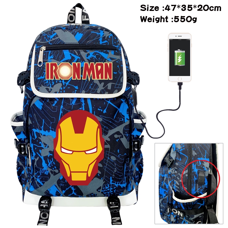 Super hero Camouflage Waterproof Canvas Flip Backpack Student Schoolbag 47X35X20CM