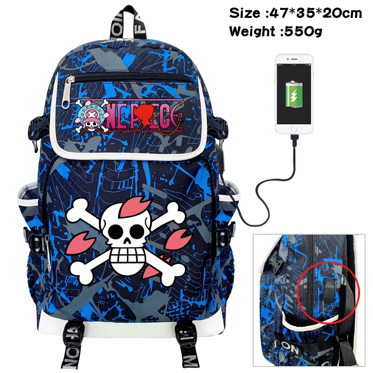 One Piece Camouflage Waterproof Canvas Flip Backpack Student Schoolbag 47X35X20CM