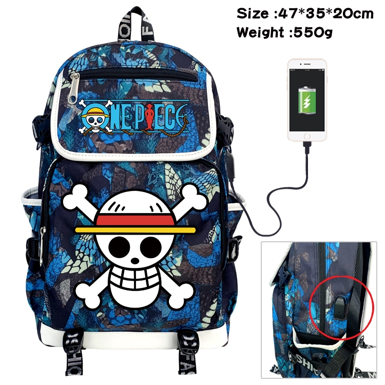 One Piece Camouflage Waterproof Canvas Flip Backpack Student Schoolbag 47X35X20CM