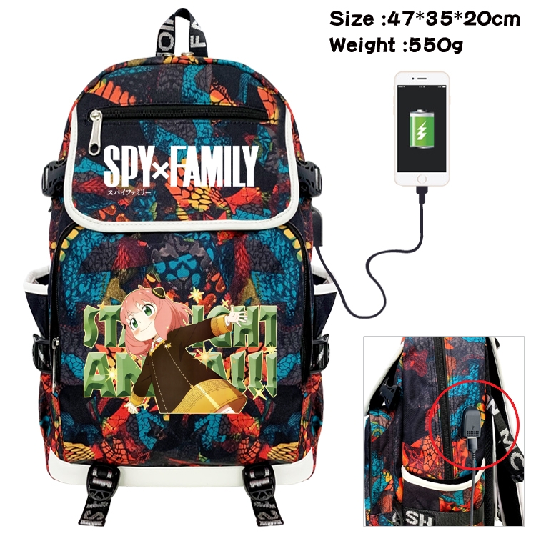 SPY×FAMILY Camouflage Waterproof Canvas Flip Backpack Student Schoolbag 47X35X20CM