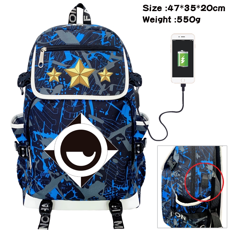 SPY×FAMILY Camouflage Waterproof Canvas Flip Backpack Student Schoolbag 47X35X20CM