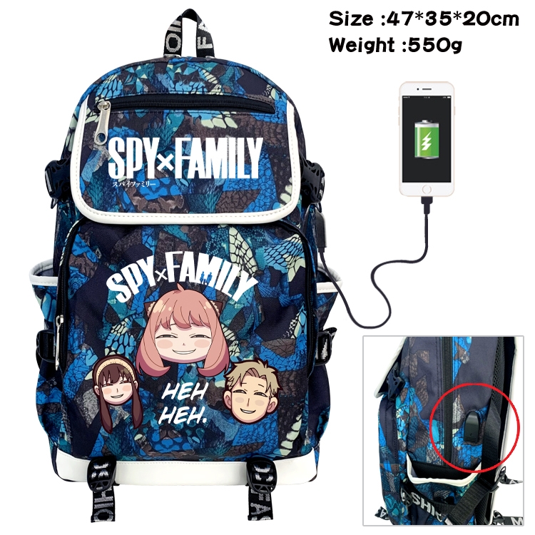 SPY×FAMILY Camouflage Waterproof Canvas Flip Backpack Student Schoolbag 47X35X20CM