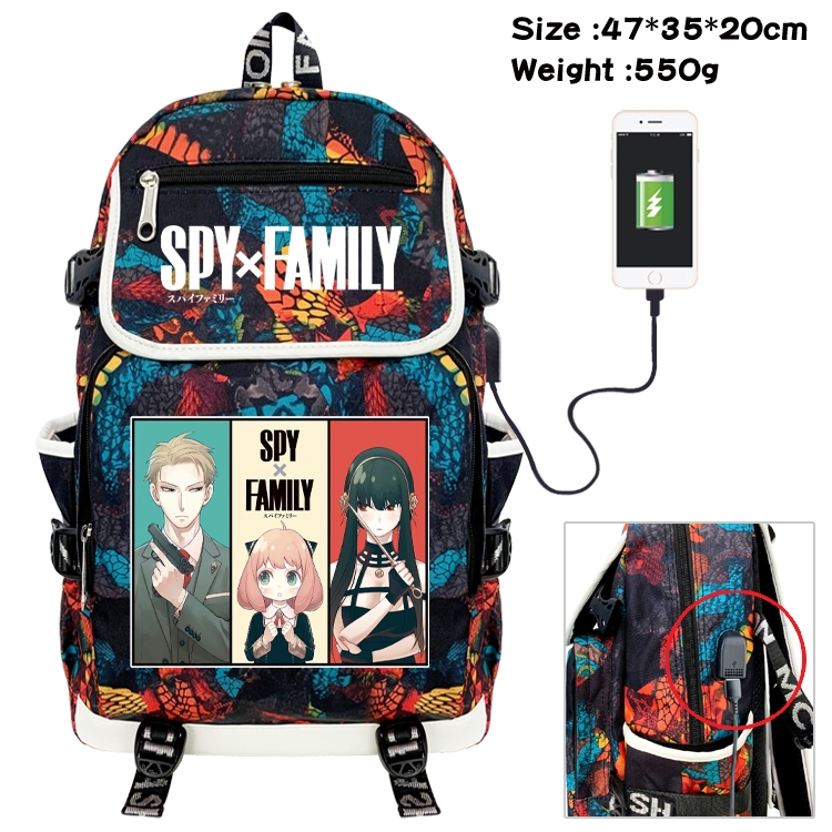 SPY×FAMILY Camouflage Waterproof Canvas Flip Backpack Student Schoolbag 47X35X20CM