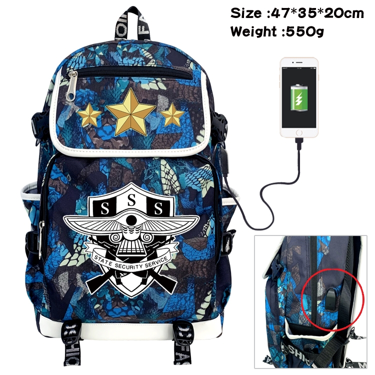 SPY×FAMILY Camouflage Waterproof Canvas Flip Backpack Student Schoolbag 47X35X20CM