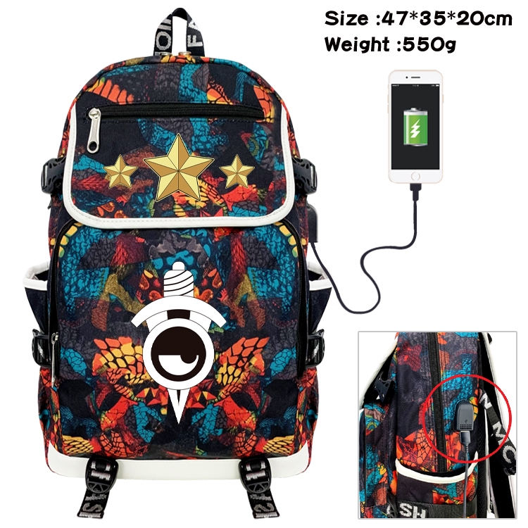 SPY×FAMILY Camouflage Waterproof Canvas Flip Backpack Student Schoolbag 47X35X20CM