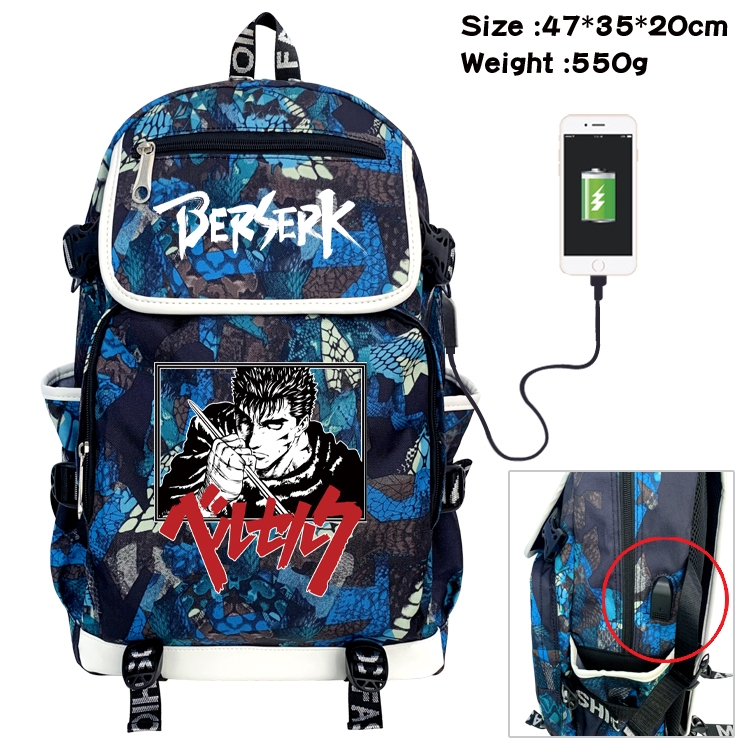 Berserk Camouflage Waterproof Canvas Flip Backpack Student Schoolbag 47X35X20CM