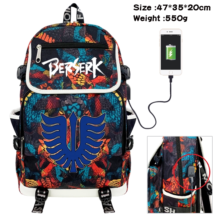 Berserk Camouflage Waterproof Canvas Flip Backpack Student Schoolbag 47X35X20CM