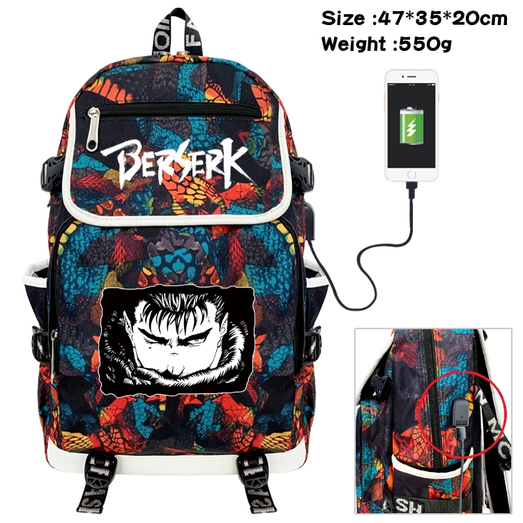 Berserk Camouflage Waterproof Canvas Flip Backpack Student Schoolbag 47X35X20CM