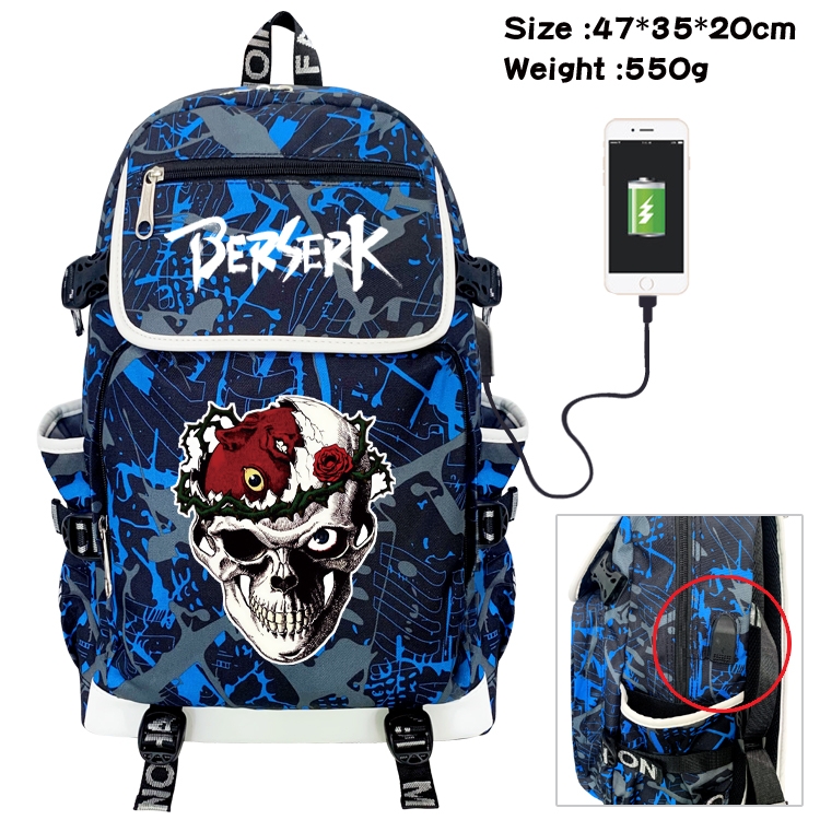 Berserk Camouflage Waterproof Canvas Flip Backpack Student Schoolbag 47X35X20CM