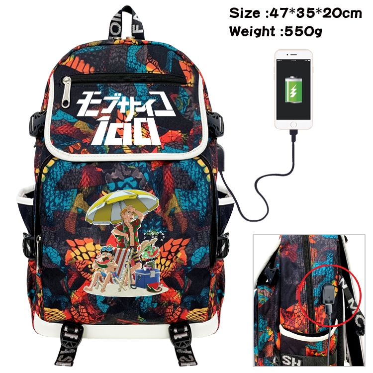 Mob Psycho 100 Camouflage Waterproof Canvas Flip Backpack Student Schoolbag 47X35X20CM